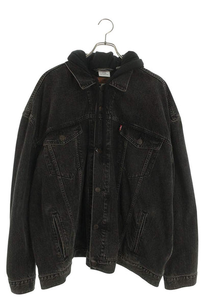 Levi's VETEMENTS Hooded Washed Denim Jacket Black Size M