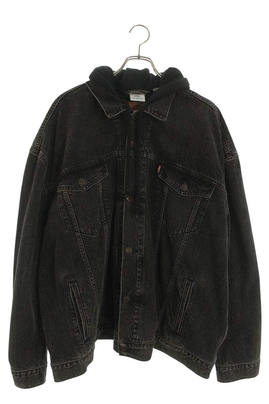 Levi's VETEMENTS Hooded Washed Denim Jacket Black Size M