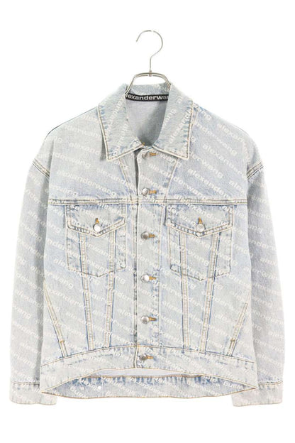 Alexander Wang Logo All-Over Print Denim Jacket Size XS