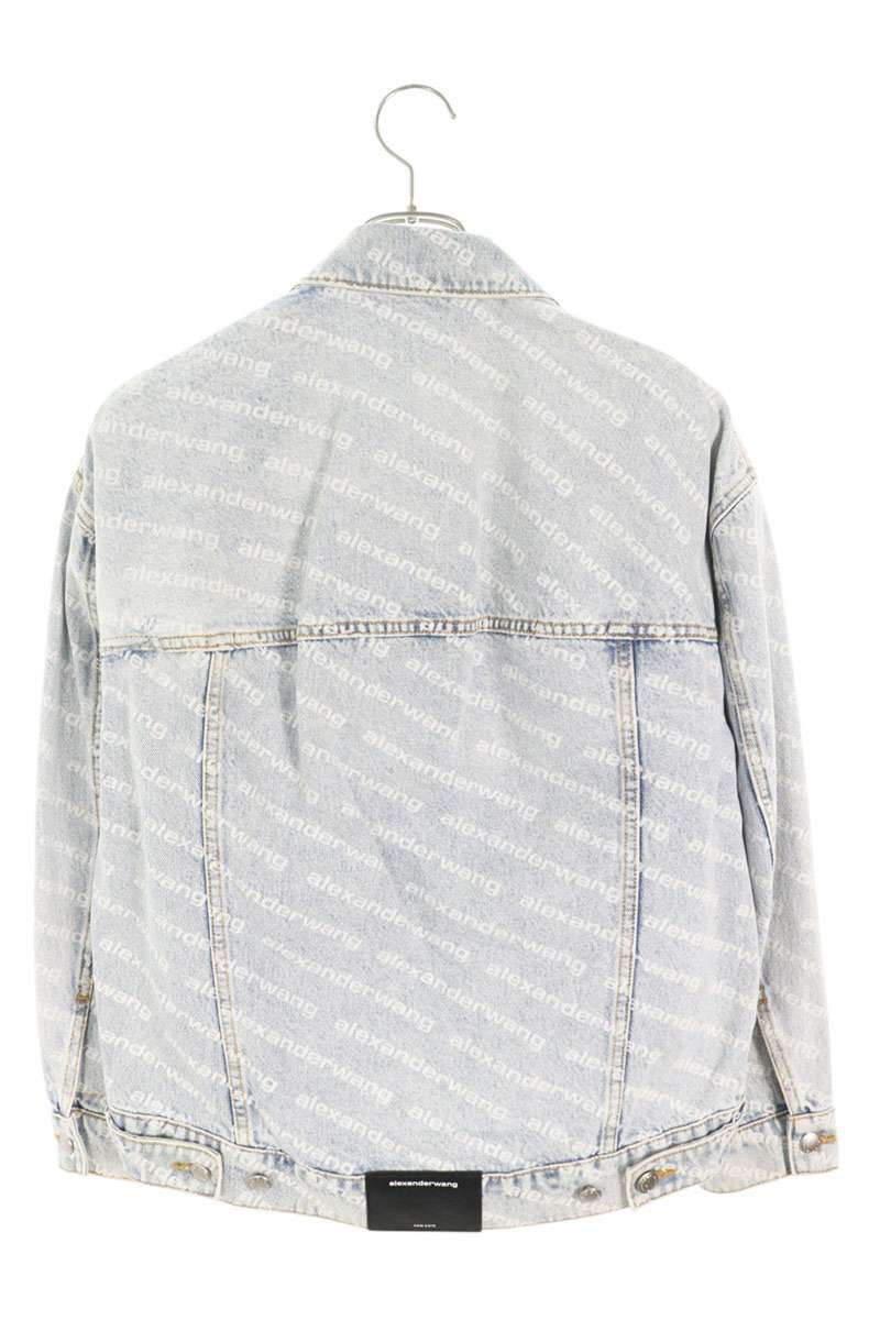 Alexander Wang Logo All-Over Print Denim Jacket Size XS