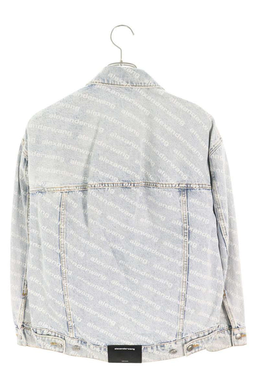 Alexander Wang Logo All-Over Print Denim Jacket Size XS