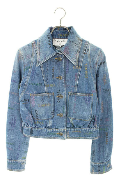 Chanel Coco Mark Button Indigo Denim Jacket Size 34