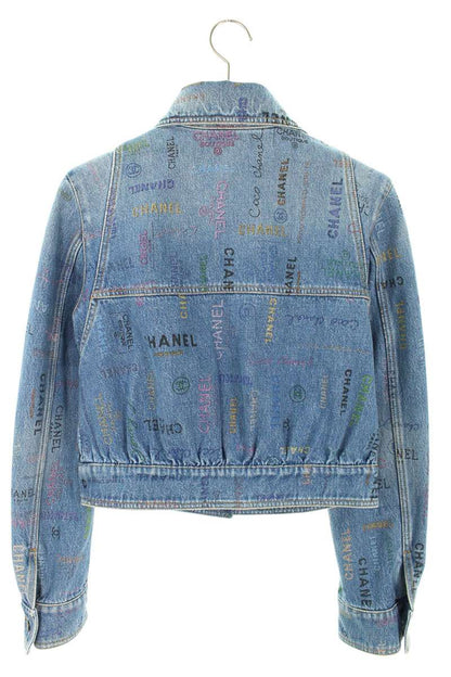 Chanel Coco Mark Button Indigo Denim Jacket Size 34