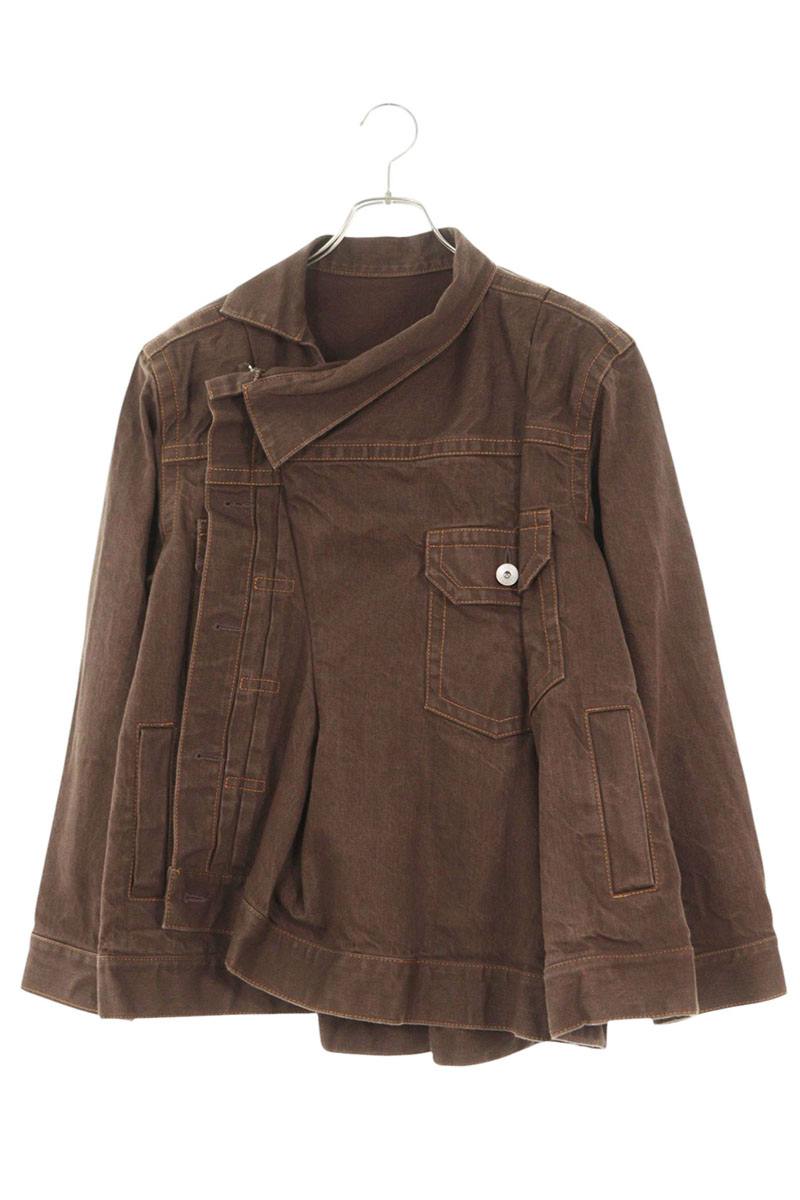 Sacai Brown Asymmetric Denim Jacket Size 1