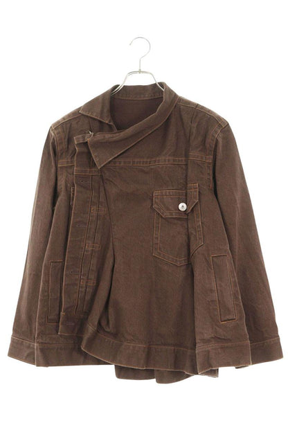 Sacai Brown Asymmetric Denim Jacket Size 1