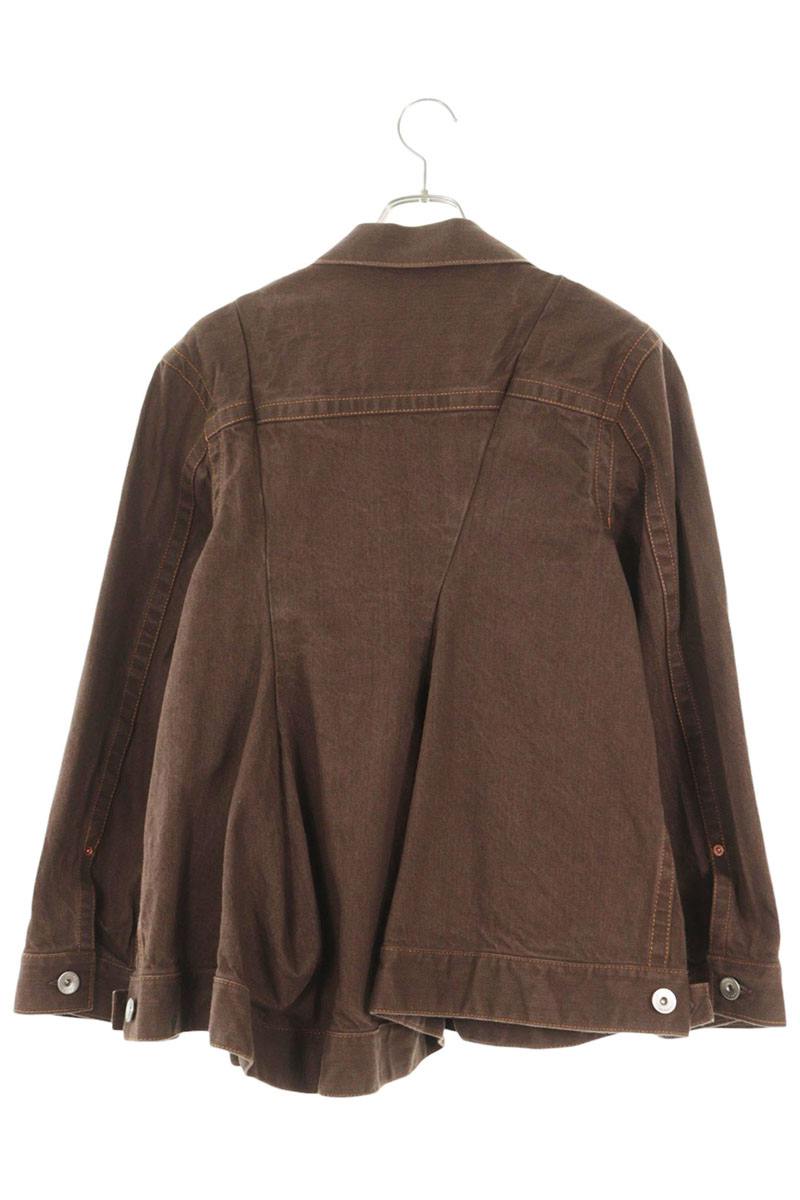 Sacai Brown Asymmetric Denim Jacket Size 1