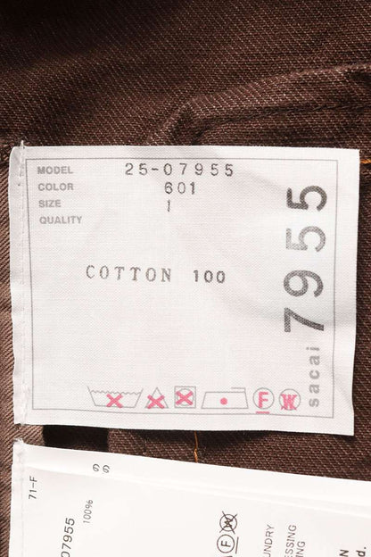 Sacai Brown Asymmetric Denim Jacket Size 1