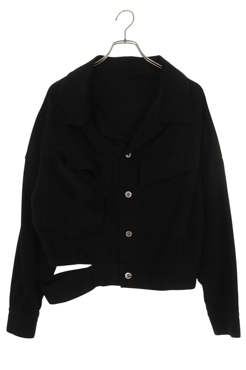 Limi Feu Black Slit Denim Cotton Jacket Size S