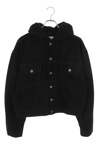 Balenciaga Hooded Cropped Denim Jacket Black Size 34