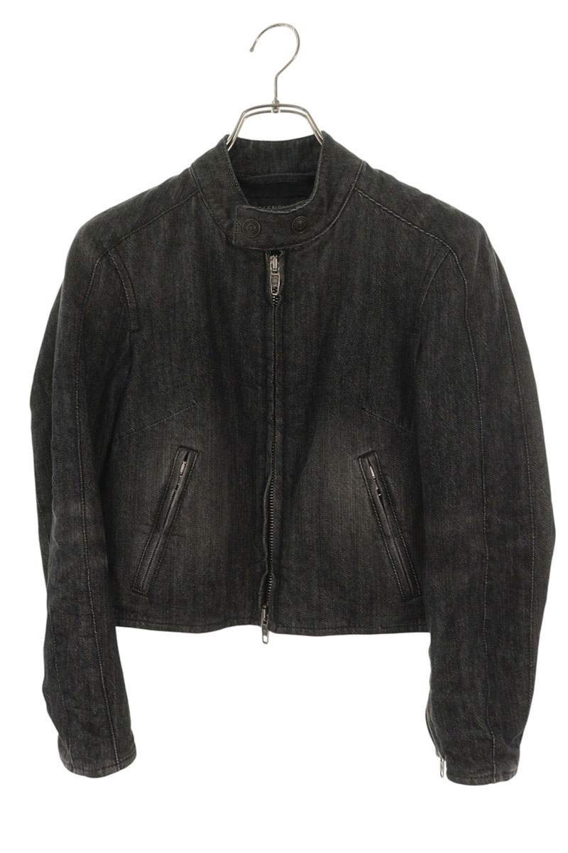 Balenciaga Black Cropped Zip-Up Denim Jacket Size 36