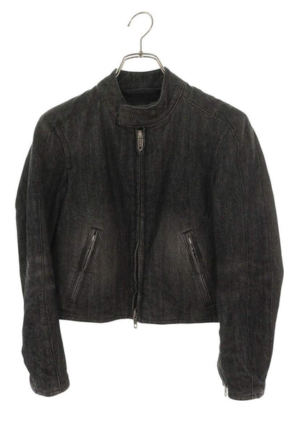 Balenciaga Black Cropped Zip-Up Denim Jacket Size 36