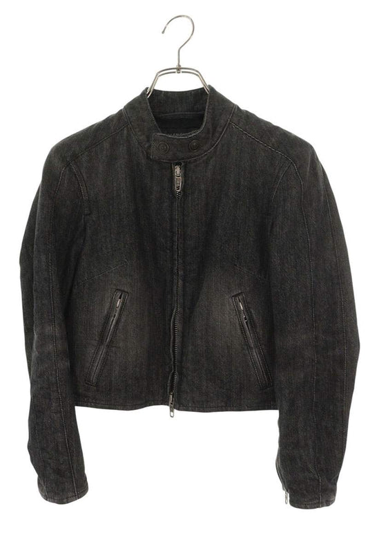 Balenciaga Black Cropped Zip-Up Denim Jacket Size 36