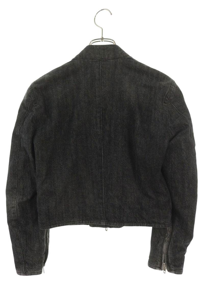 Balenciaga Black Cropped Zip-Up Denim Jacket Size 36