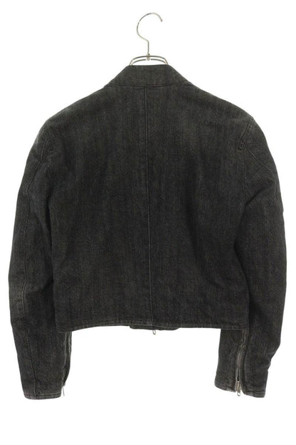 Balenciaga Black Cropped Zip-Up Denim Jacket Size 36