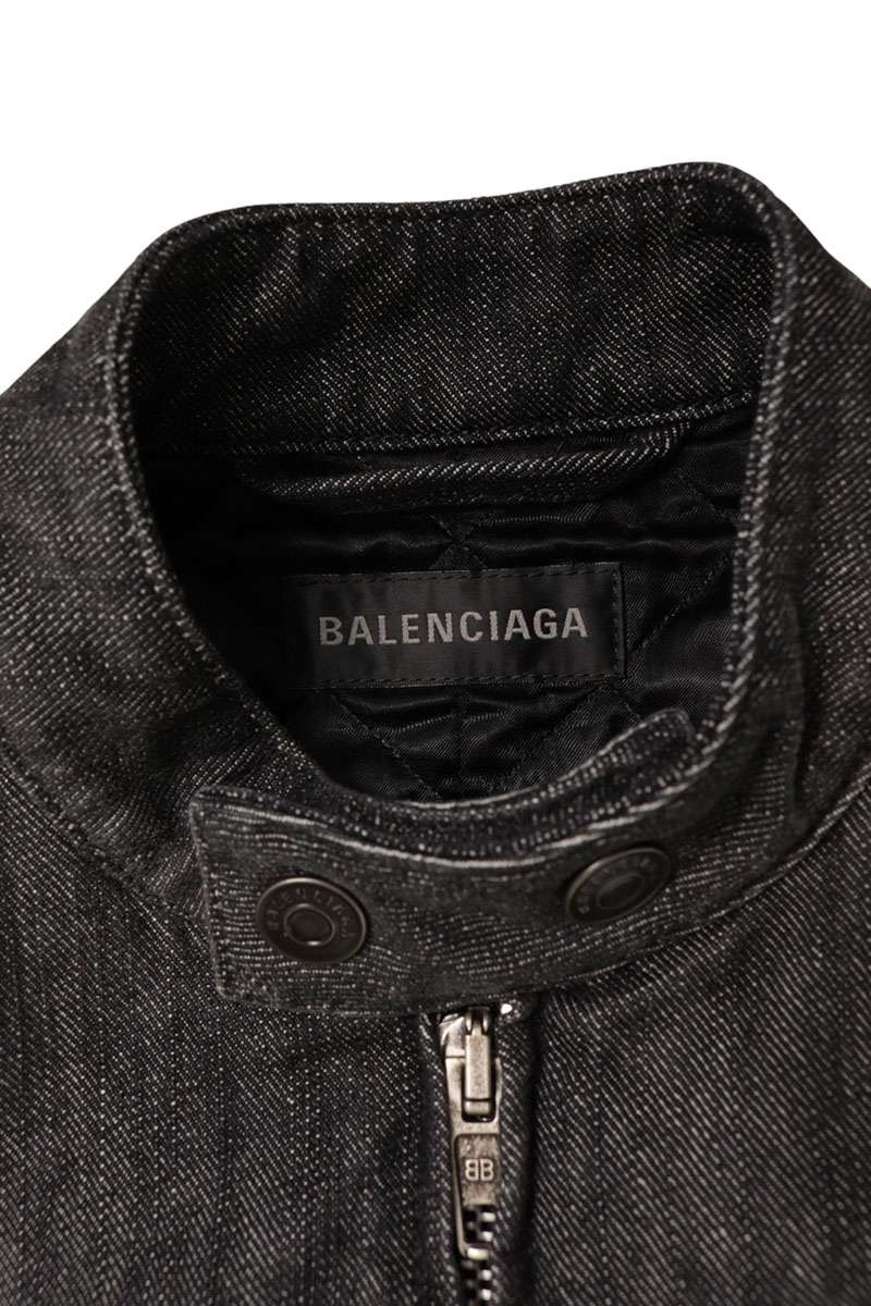 Balenciaga Black Cropped Zip-Up Denim Jacket Size 36
