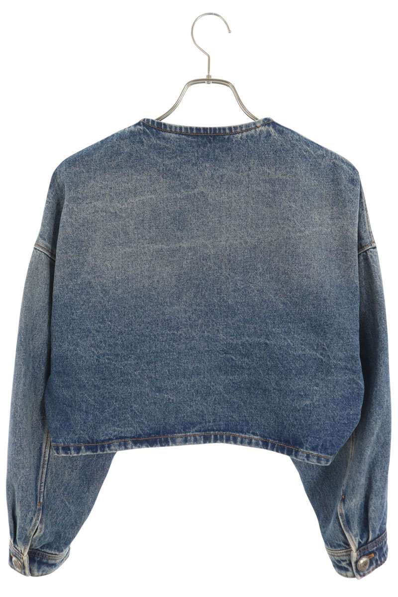 PRADA Triangle Logo Plate Collarless Jacket Blue Size 40