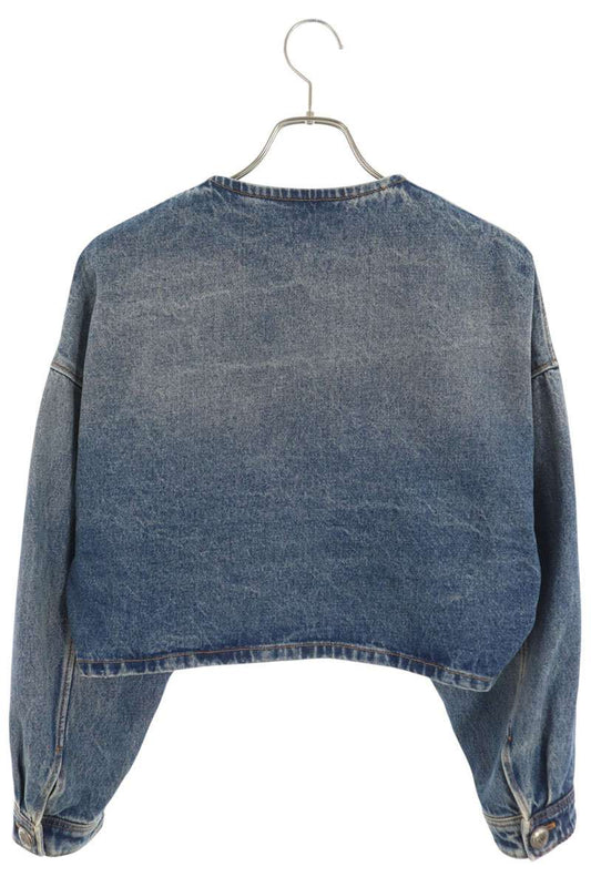 PRADA Triangle Logo Plate Collarless Jacket Blue Size 40