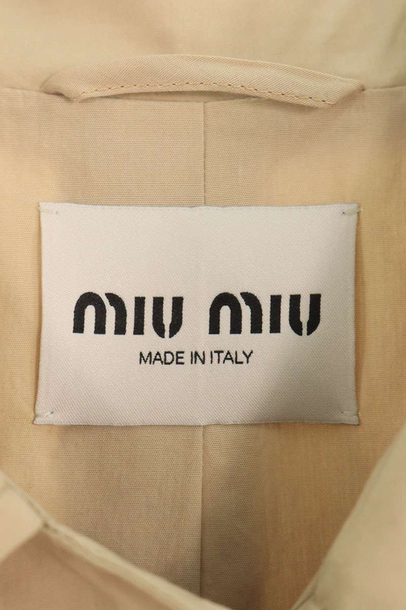 Miu Miu 24AW Single-Breasted Poplin Coat Beige Size 36