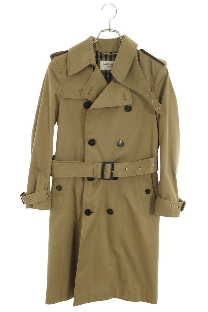 Saint Laurent Paris Belted Trench Coat Khaki Size 34