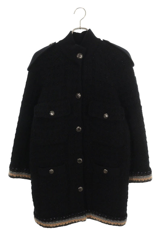 Chanel Cocomark Button Wool Cashmere Knit Coat Size 36
