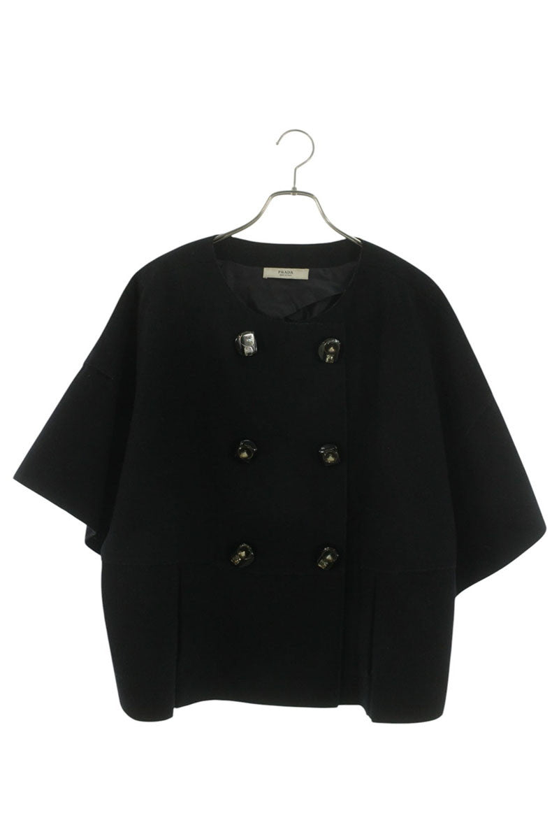 Prada Bijou Button Short Sleeve Coat Navy Size 38