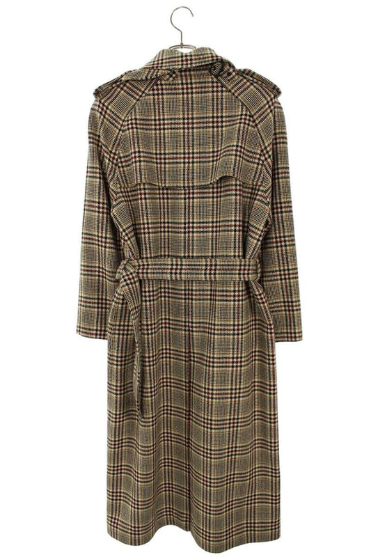Celine Beige Belted Plaid Wool Blend Coat Size 36