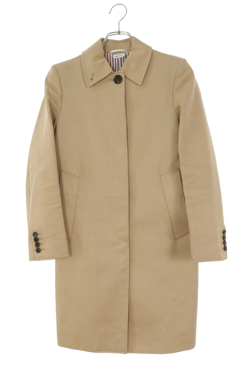 Thom Browne Beige Cotton Tricolor Balmacaan Coat Size 38