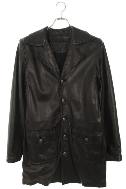 Chrome Hearts Cross Ball Button Leather Coat Black Size S