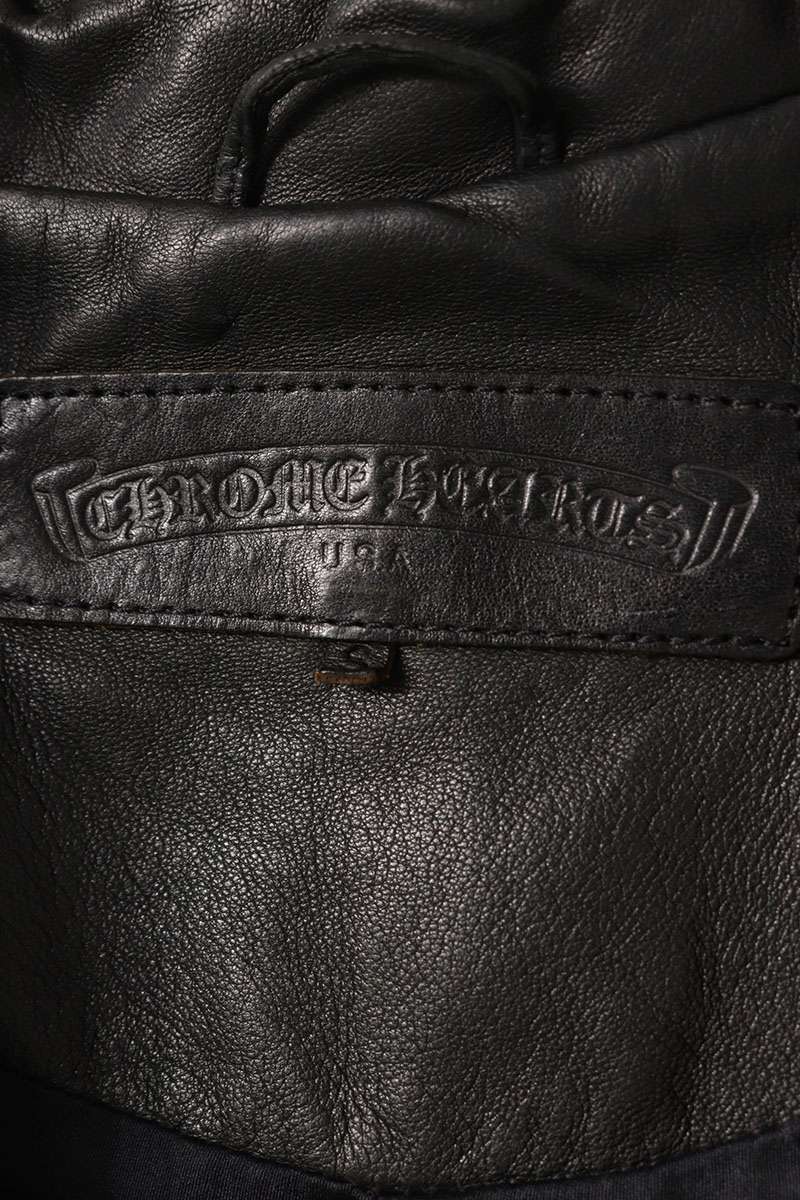 Chrome Hearts Cross Ball Button Leather Coat Black Size S