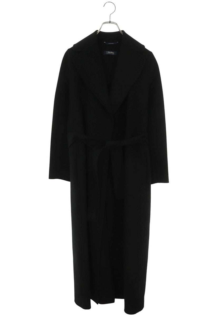 Vintage S Max Mara POLDO Pure Wool Belted Coat Black Size 36