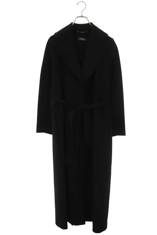 Vintage S Max Mara POLDO Pure Wool Belted Coat Black Size 36