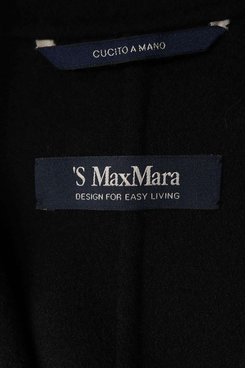 Vintage S Max Mara POLDO Pure Wool Belted Coat Black Size 36