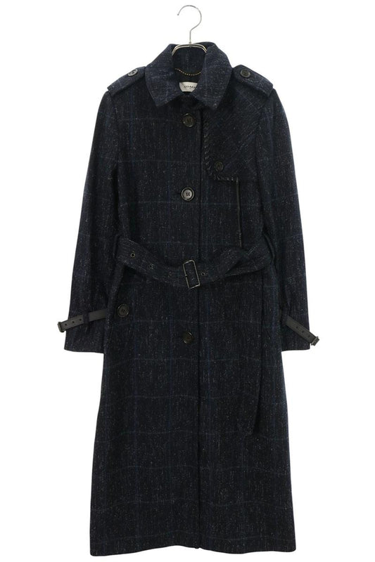 COACH Belted Braided Wool Coat Navy Size 0