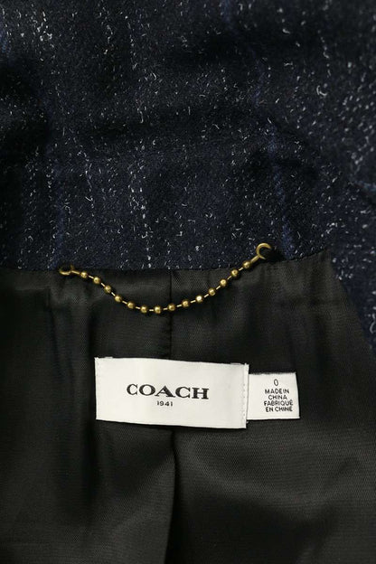 COACH Belted Braided Wool Coat Navy Size 0