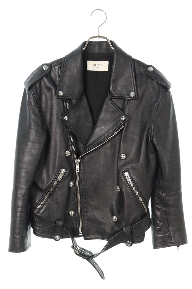 Celine Loose Biker Double Leather Jacket Size 36