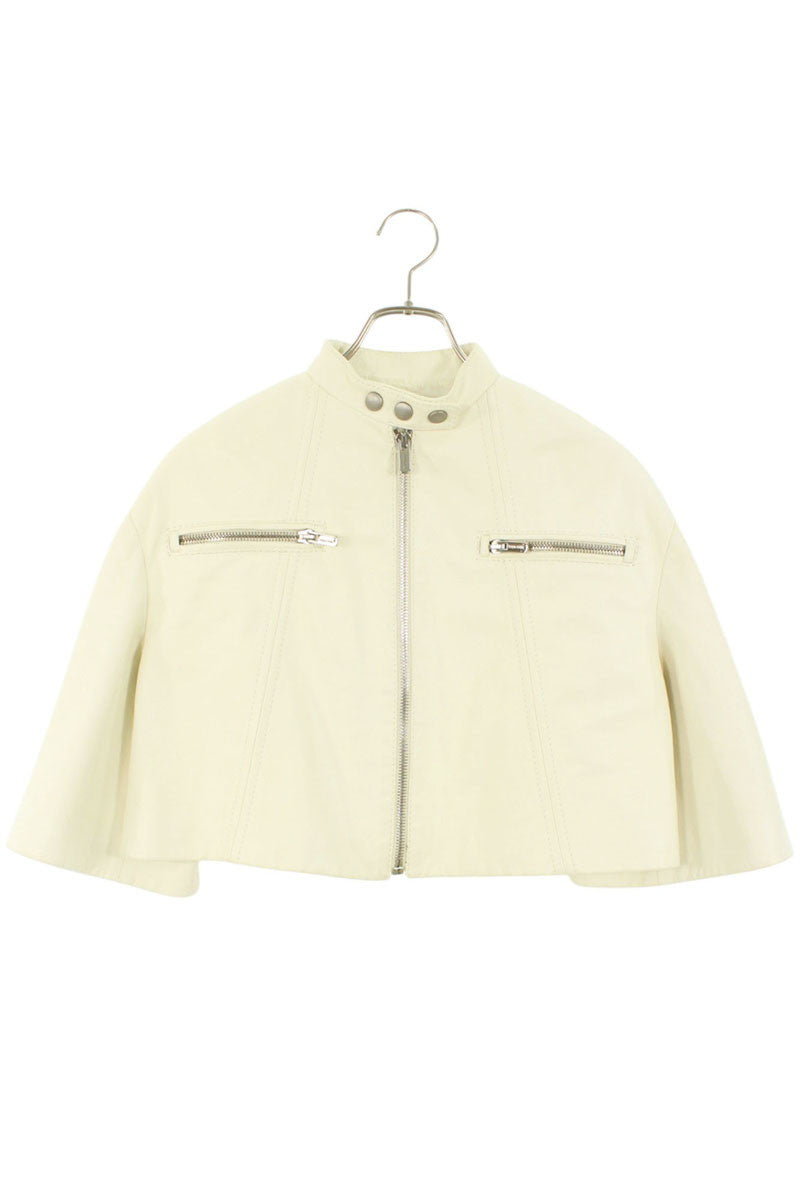 Miu Miu Off-White S/S Stand Collar Leather Jacket Size 36