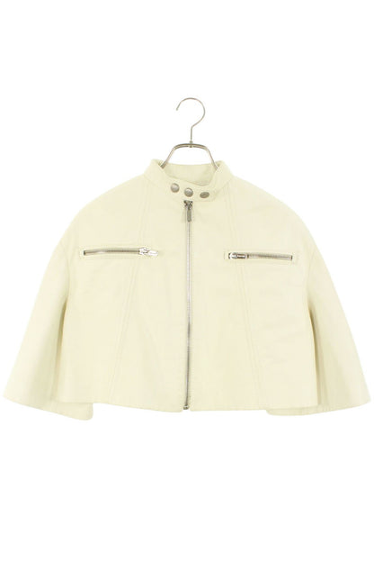 Miu Miu Off-White S/S Stand Collar Leather Jacket Size 36