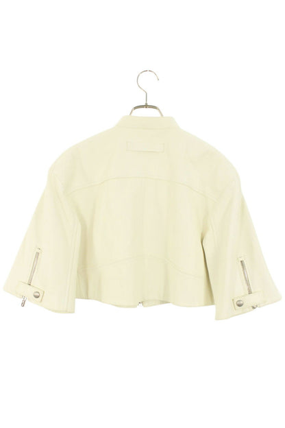 Miu Miu Off-White S/S Stand Collar Leather Jacket Size 36