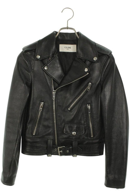 CELINE Classic Biker Lambskin Leather Jacket Black Size 34