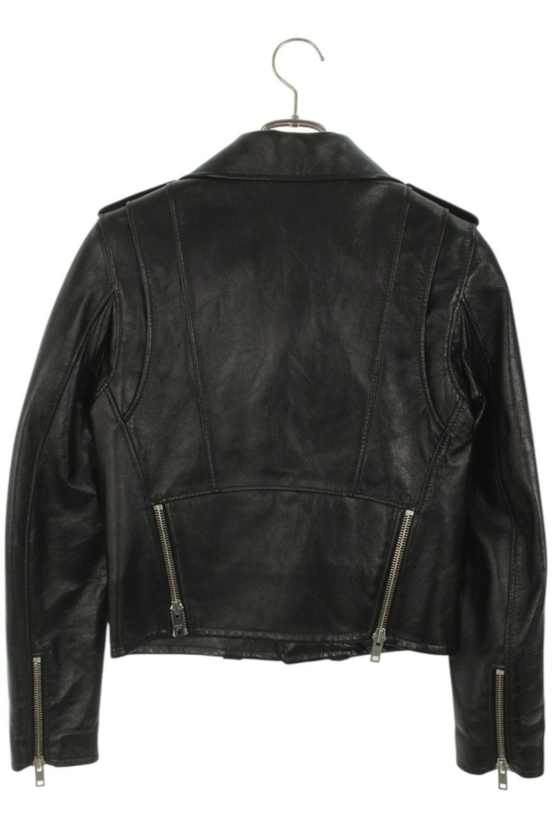 CELINE Classic Biker Lambskin Leather Jacket Black Size 34