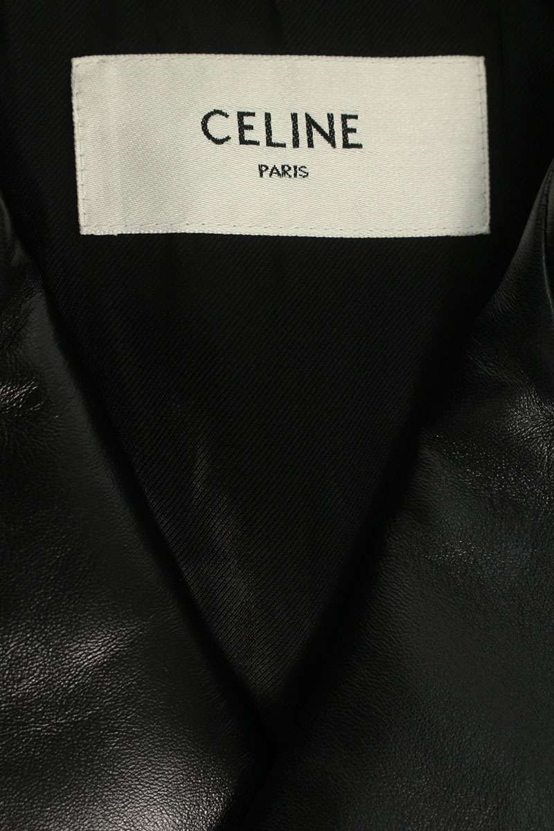 CELINE Classic Biker Lambskin Leather Jacket Black Size 34