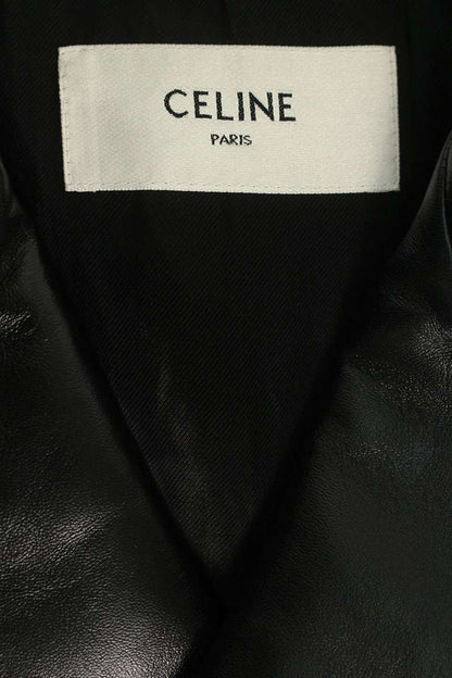 CELINE Classic Biker Lambskin Leather Jacket Black Size 34