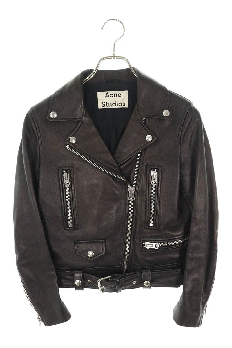 Acne Studios MOCK Black Lamb Double Rider Jacket Size 32