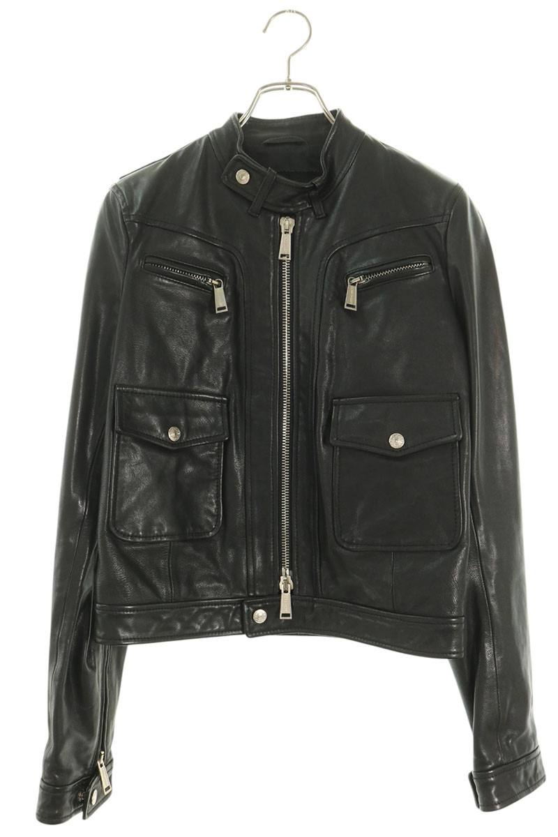 Dsquared2 Black Double Zip Single Leather Jacket Size 42