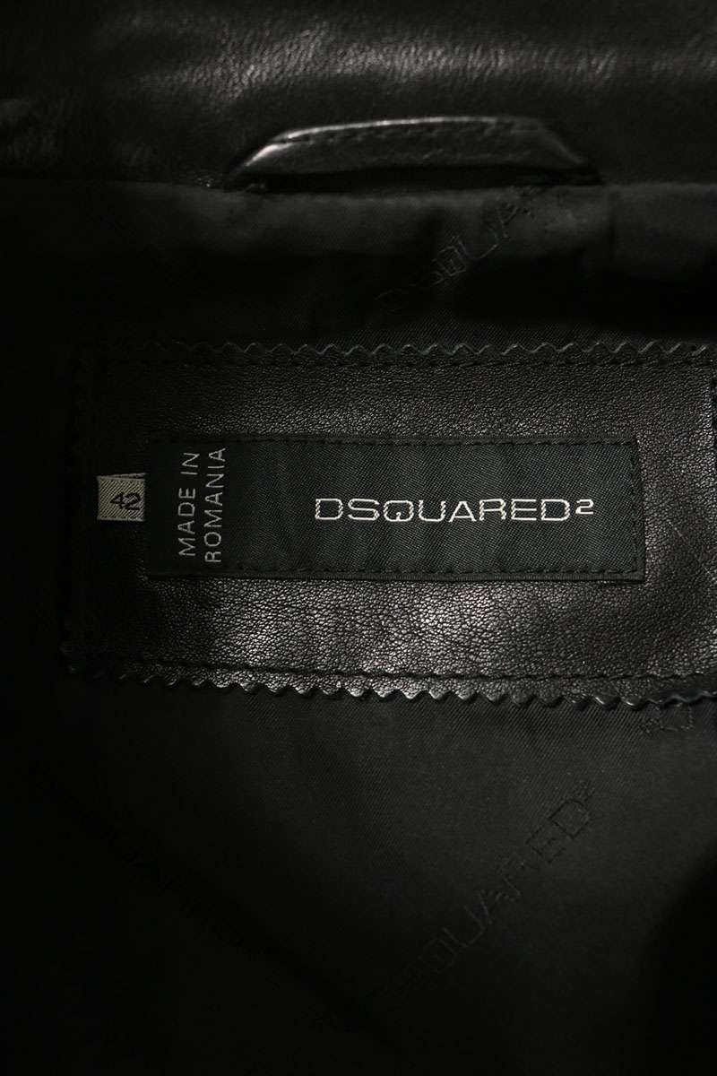 Dsquared2 Black Double Zip Single Leather Jacket Size 42