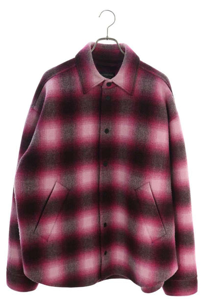 Balenciaga Checked Padded Shirt Blouson Pink & Black Size 36