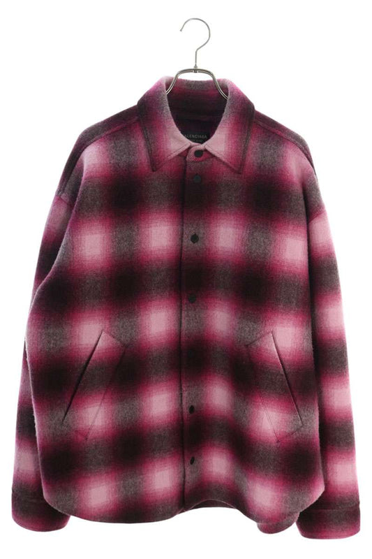 Balenciaga Checked Padded Shirt Blouson Pink & Black Size 36