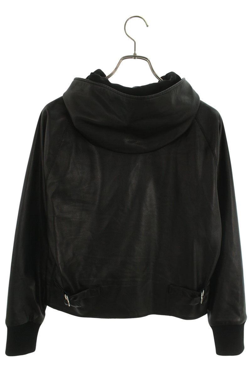 Maison Margiela Black Faux Leather Hooded Jacket Size 42