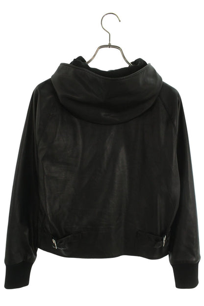 Maison Margiela Black Faux Leather Hooded Jacket Size 42