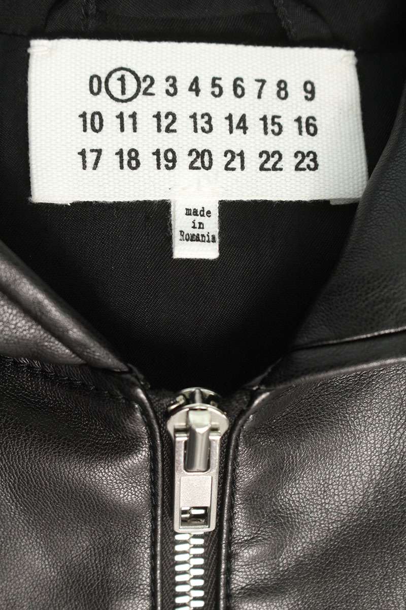 Maison Margiela Black Faux Leather Hooded Jacket Size 42